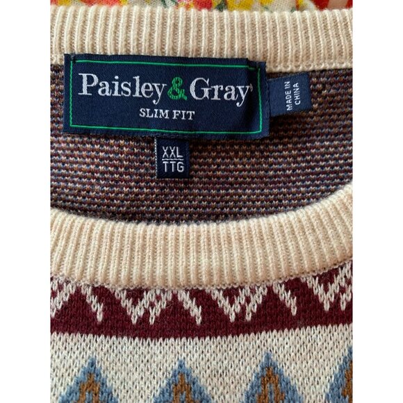 Paisley & Gray Colorful Unique Fit Multicolor Knit Patterned Sweater XXL - Picture 6 of 12